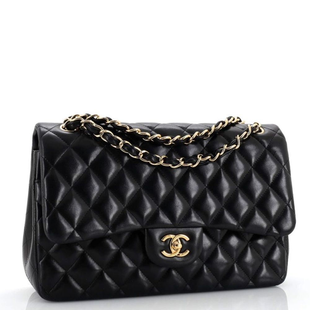 Chanel Classic Double Flap Bag Quilted Lambskin Jumbo Black - Picture 3 of 10